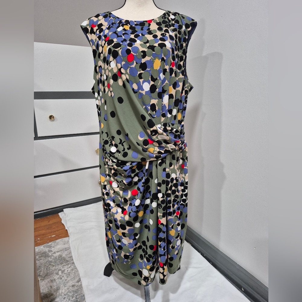 NWT Anne Klein Twist Front Dotted Dress